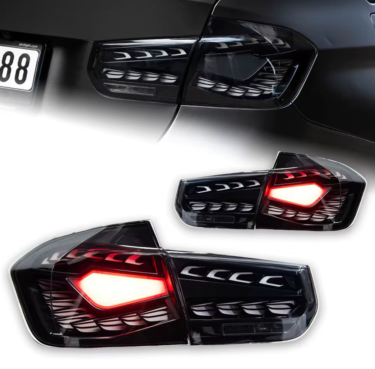 BMW 12-18 for 3 Series F30/F35 Tail Light Assembly LED Dragon Scale Red Lens Retrofit/Upgrade Kit