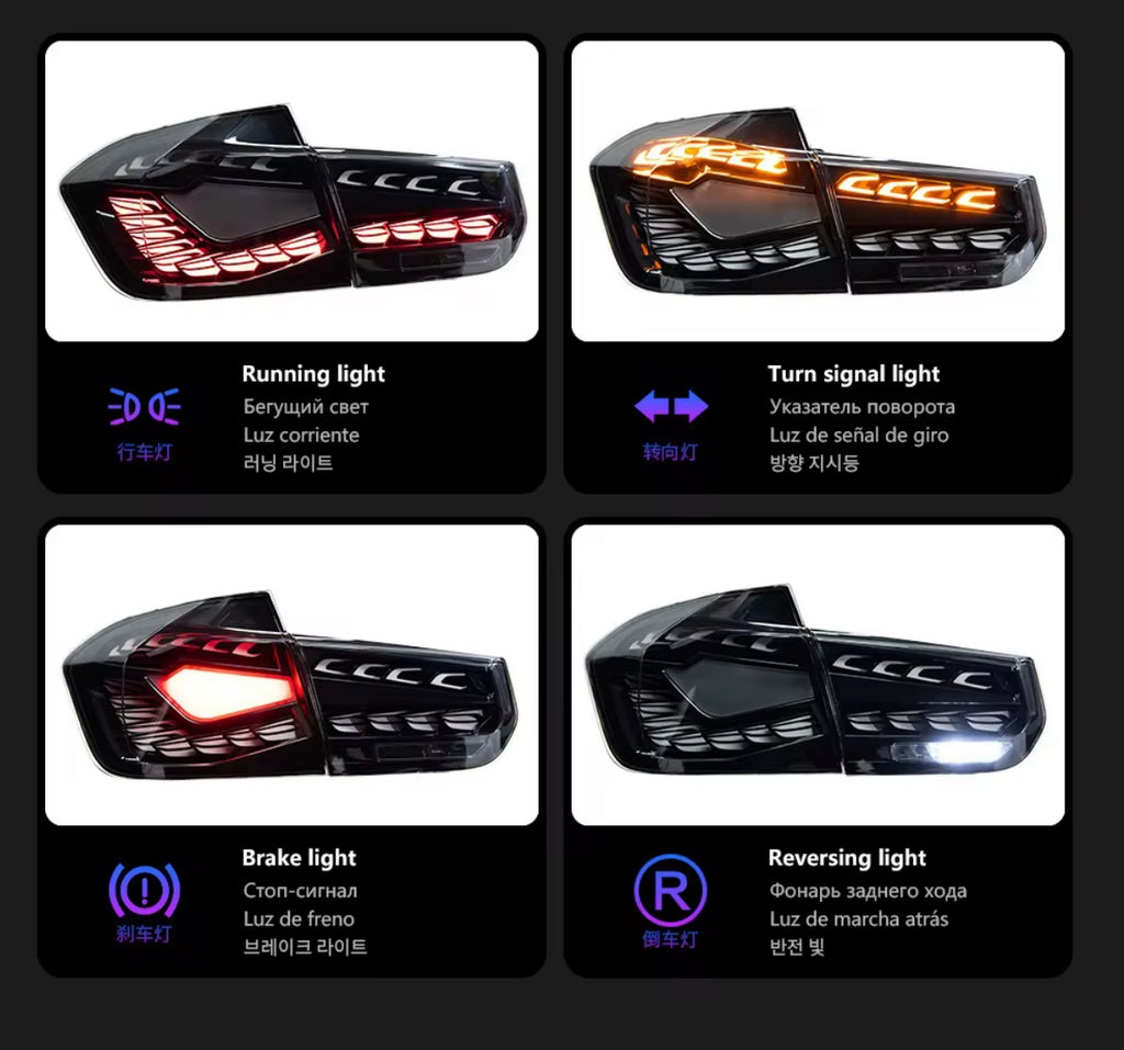 BMW 12-18 for 3 Series F30/F35 Tail Light Assembly LED Dragon Scale Red Lens Retrofit/Upgrade Kit