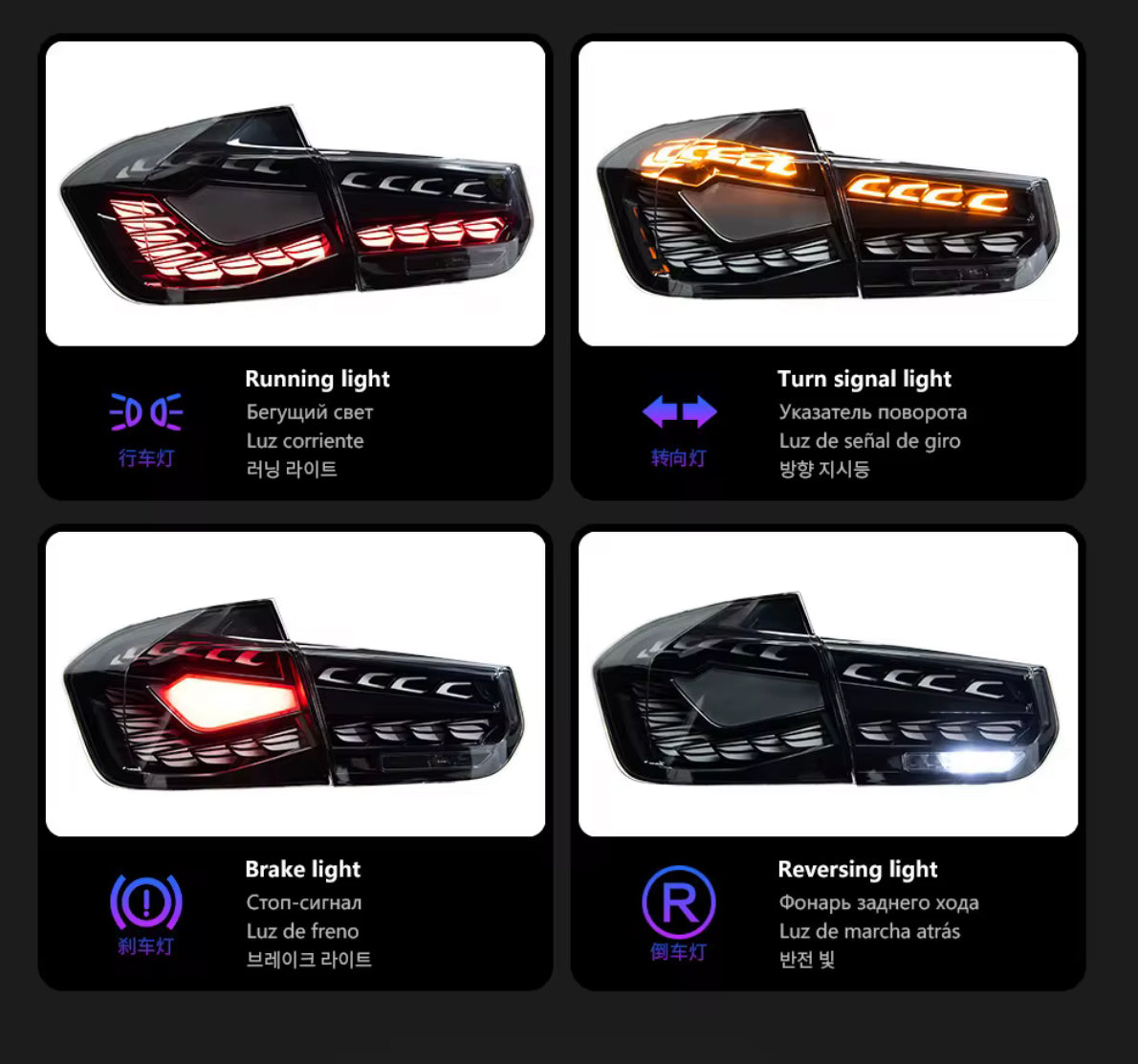 BMW 12-18 for 3 Series F30/F35 Tail Light Assembly LED Dragon Scale Red Lens Retrofit/Upgrade Kit